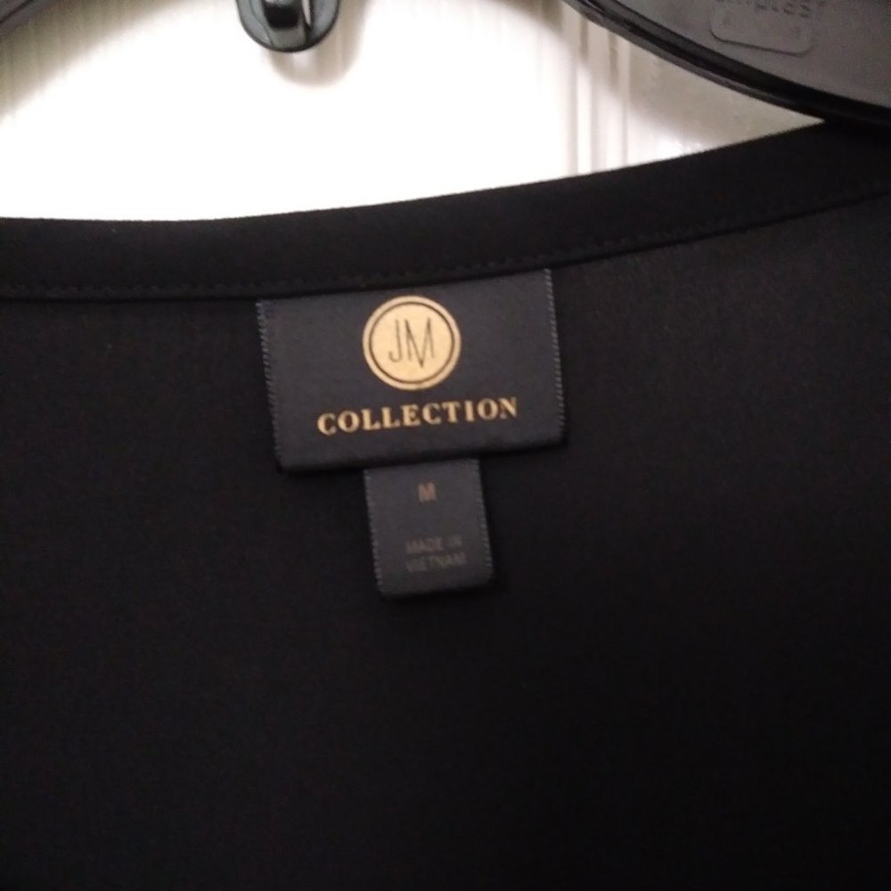 JM Collection Black Floral Blouse 3/4 Sleeve - Picture 9 of 12